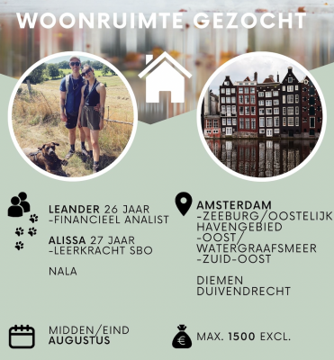 Alissa zoekt een Appartement / Huurwoning / Studio / Woonboot in Amsterdam